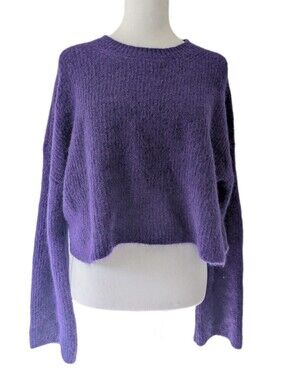 Aritzia Babaton Merino Wool Mohair Boxy Long-sleeved Purple Sweater -M-